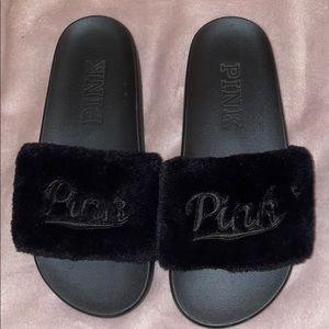 PINK VS Faux Fur Slides